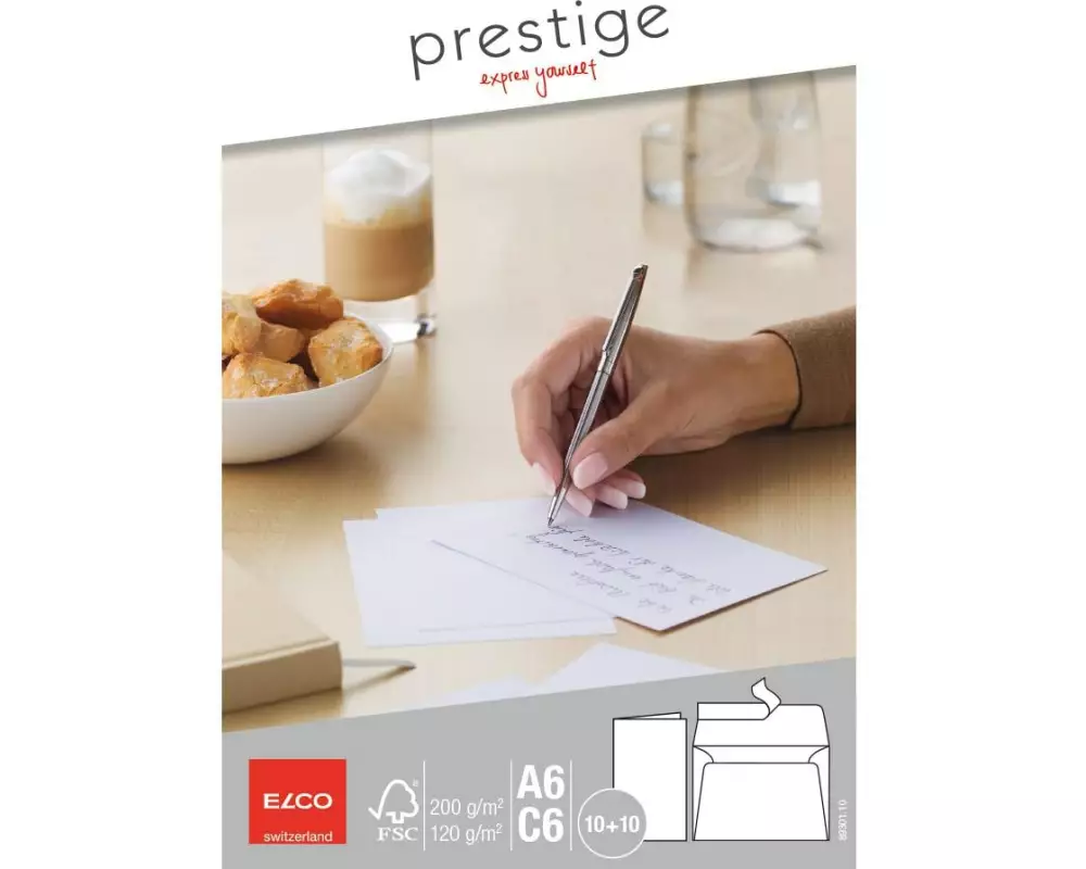 ELCO Doppelkarte mit Couvert A6, Keine Fenster, 10 Stück