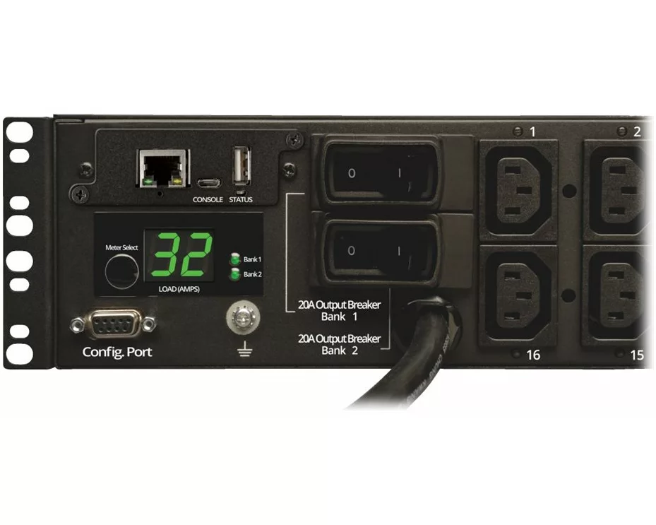 EATON 7.4kW Single-Phase Switched PDU LX Interface 230V Outlets 16-C13 IEC-309 Blue 230V 32A 3.6m Cord 2U Rack-Mount TAA