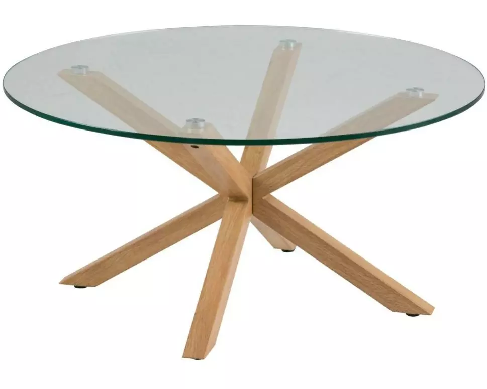 AC Design Couchtisch Heaven Ø 82 x 40 cm, Eiche/Glas