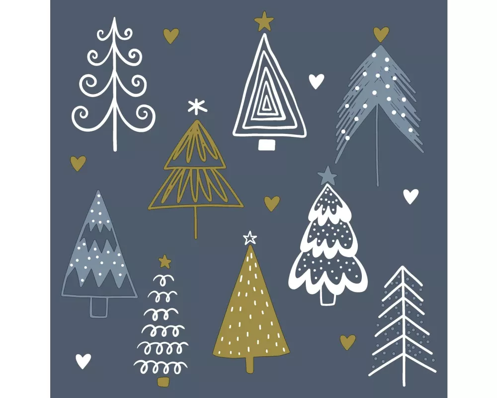 Paper + Design Weihnachtsservietten Fun trees Blue 33 cm x 33 cm, 20 Stück