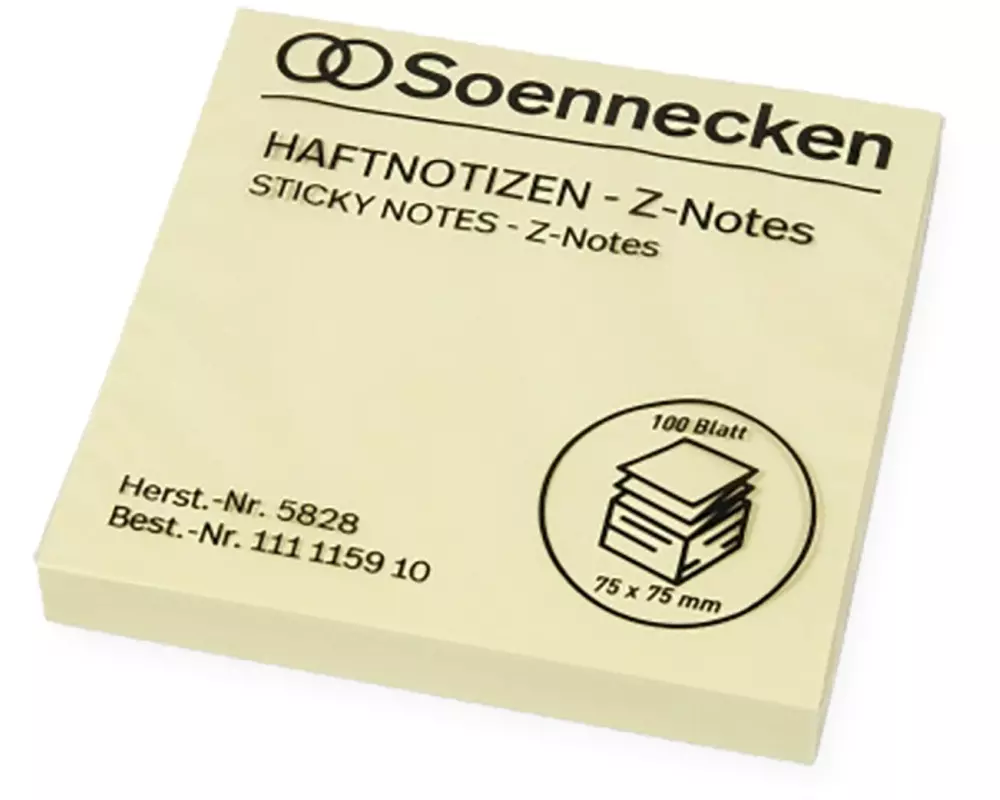 Soennecken Notizzettel Z-Notes 7.5 x 7.5 cm, Gelb, 100 Blätter