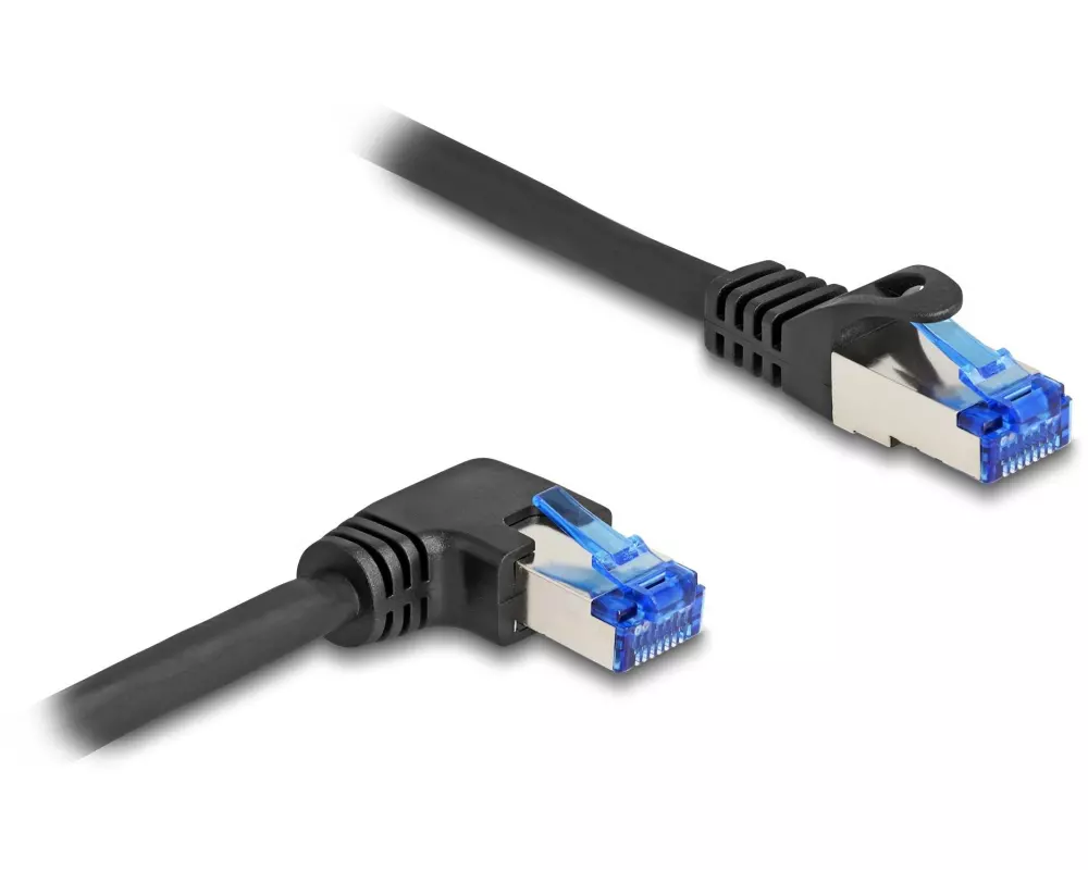 Delock Patchkabel rechts gewinkelt Cat 6A, S/FTP, 3 m, Schwarz