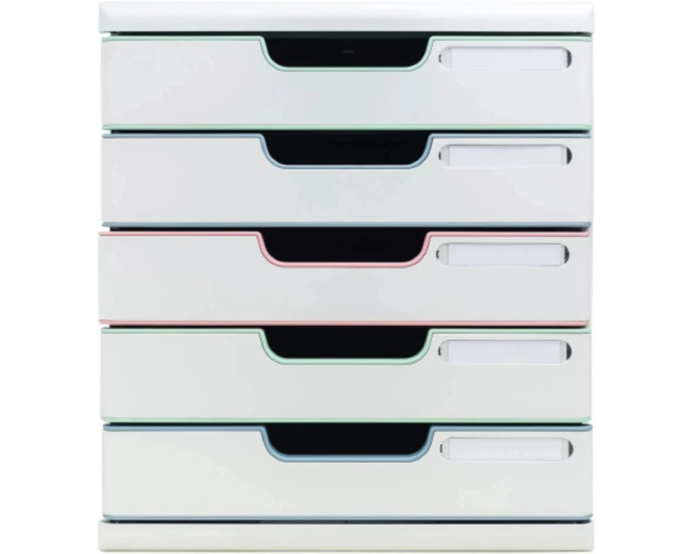 Exacompta Schubladenbox Modulo AutentiK, A4+, 5 Schubladen, Mehrfarbig