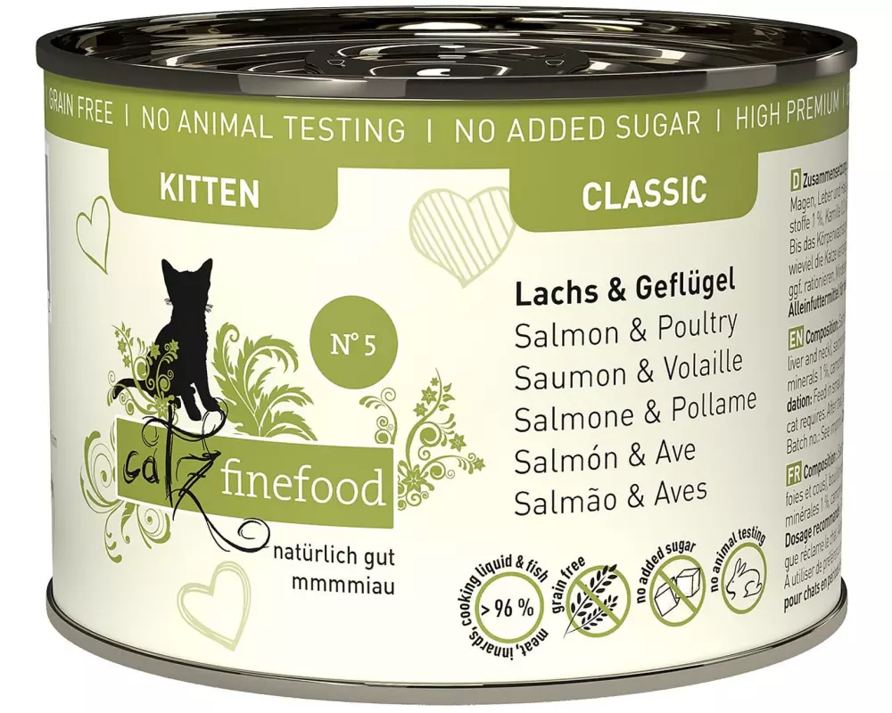 catz finefood Nassfutter Kitten No.05 Lachs & Geflügel, 6 x 200 g