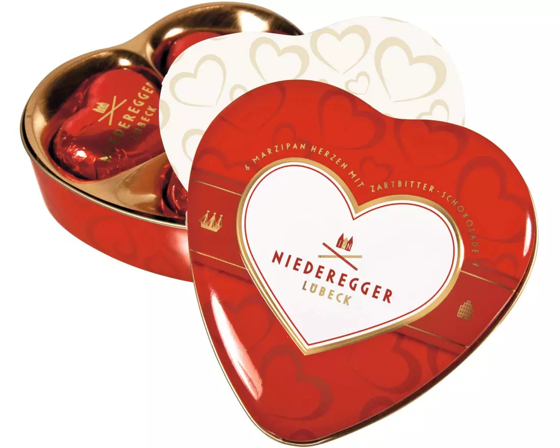 Niederegger Schokoladen-Pralinen Herzen Geschenkdose 75 g