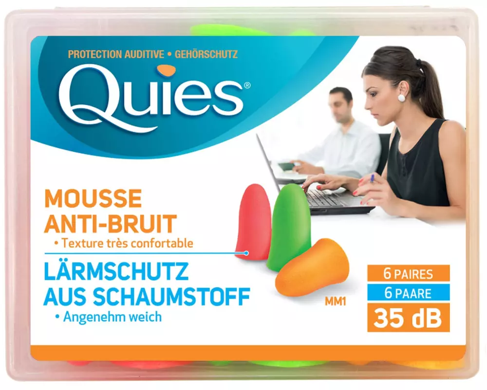 Quies Ohrstöpsel Lärmschutz aus Schaumstoff 12 Stück