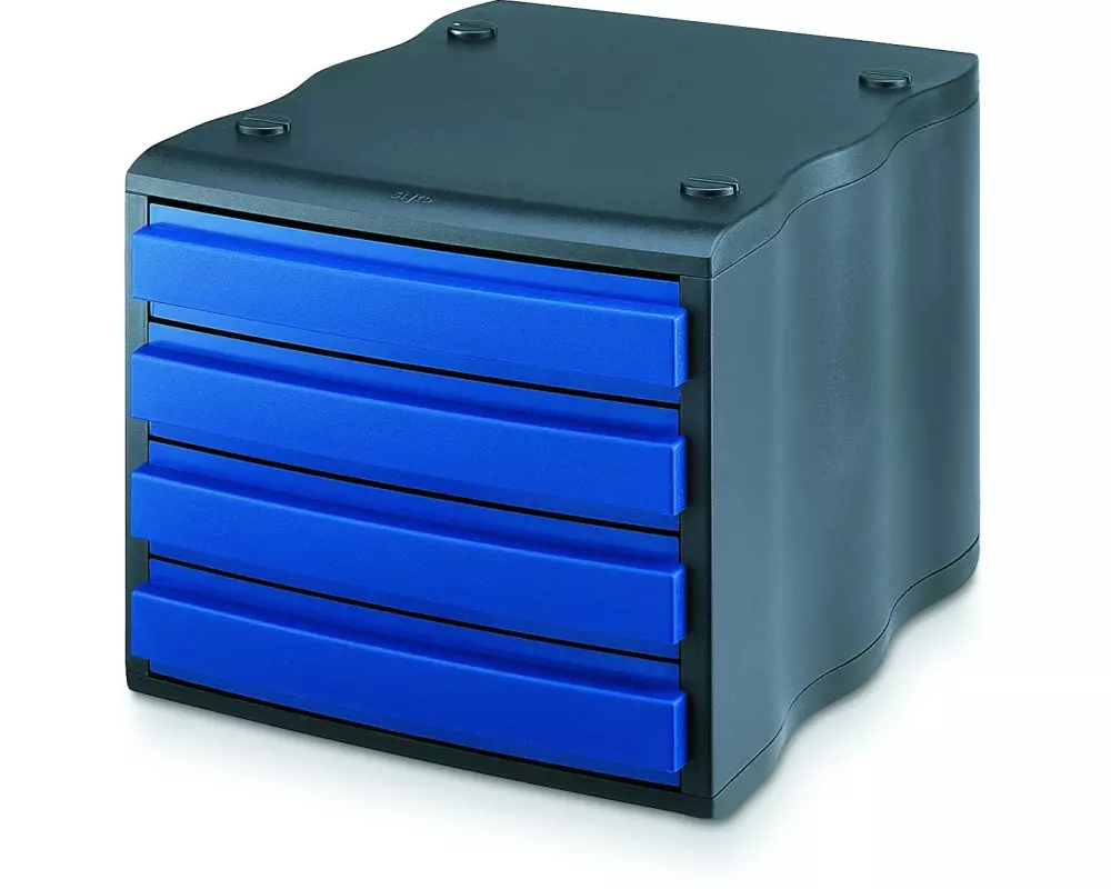 Styro Schubladenbox Styrowave 4 Schubladen, Schwarz/Blau