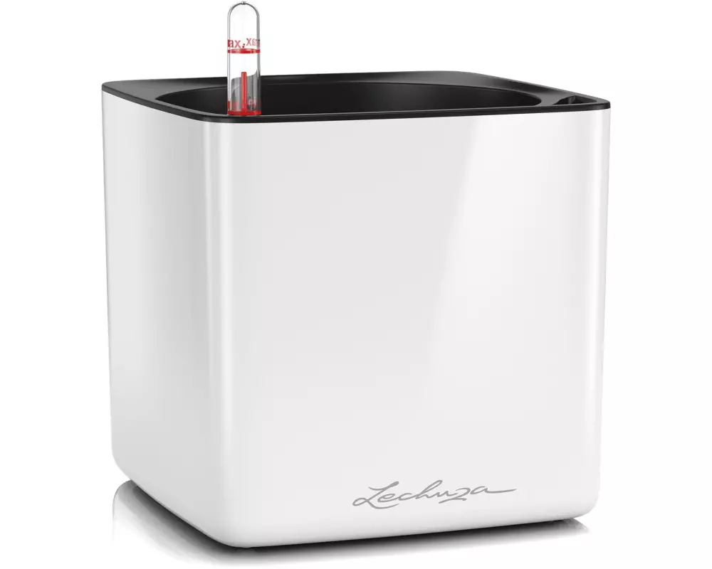 Lechuza Blumentopf CUBE Glossy 16 Weiss glanz