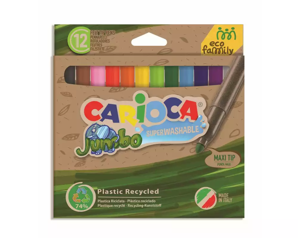 Carioca Fasermaler Eco E-12 Maxi 12 Stück, Mehrfarbig