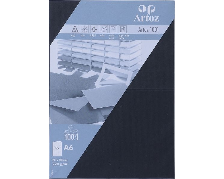 ARTOZ Karten 1001 A6 107322262 220g, schwarz 5 Blatt