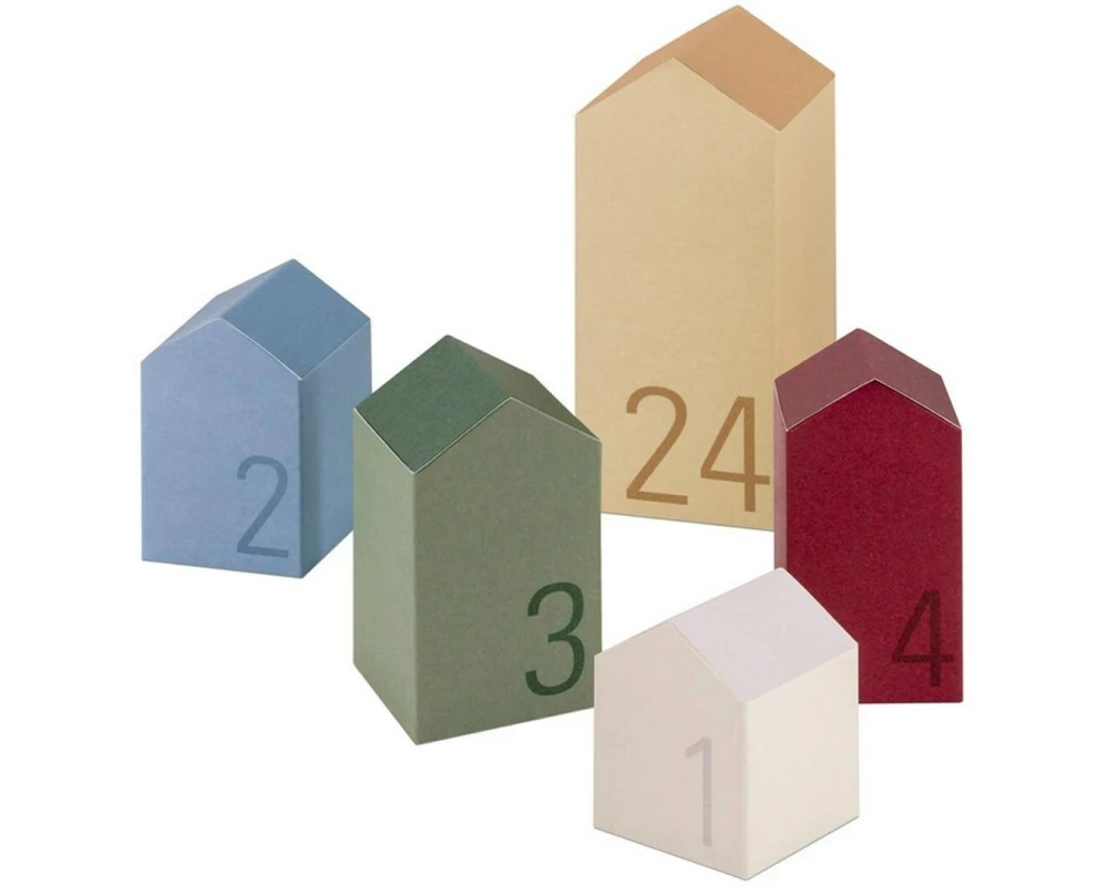 Remember Adventskalender Dorf Papier, 24 Häuser