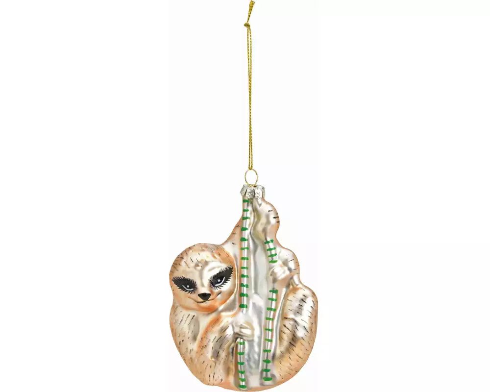 G. Wurm Weihnachtskugel Faultier 7 x 10 x 5 cm, Gold