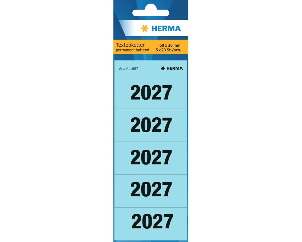 HERMA Ordneretiketten Jahreszahlen 2026 60x26 mm, Blau, 100 Stück