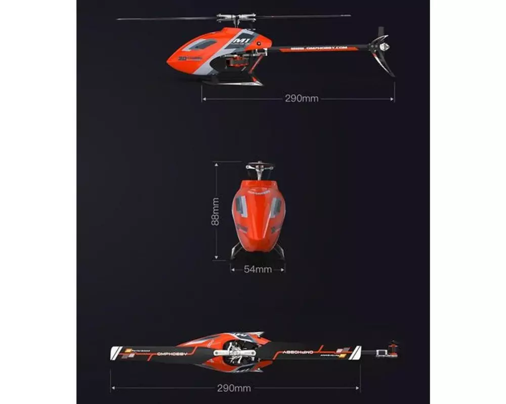 OMPHobby Helikopter M1 EVO Flybarless, 3D, Gelb BNF