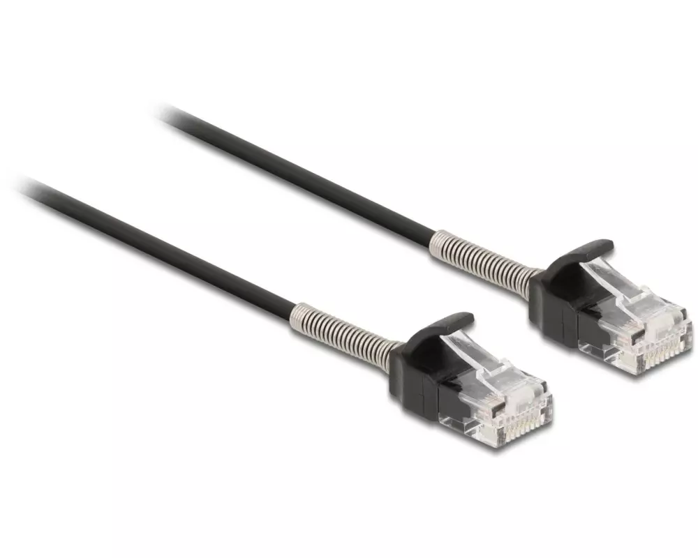 Delock Patchkabel mit Knickschutz Cat 6A, UTP, 1 m, Schwarz