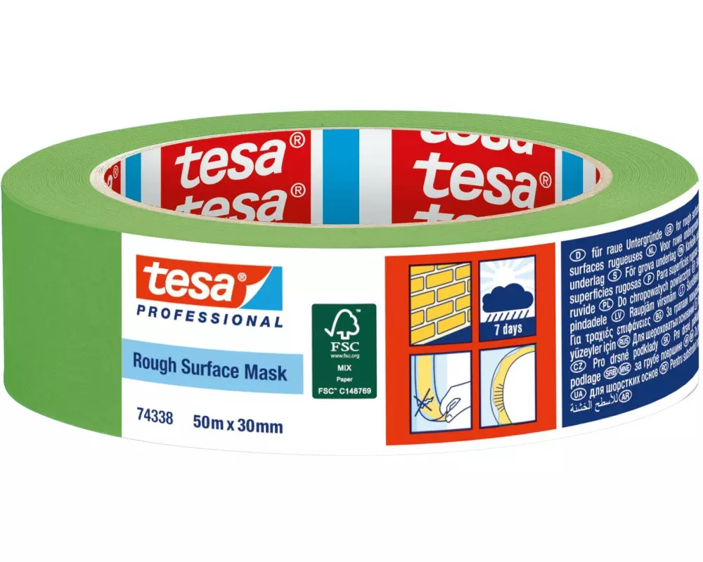 tesa Malerband Krepp für raue Oberflächen 50 m x 30 mm