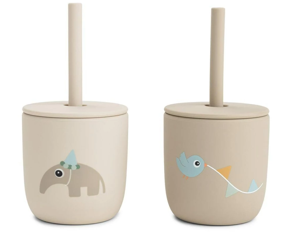 done by deer Kindertrinkbecher Silikon Celebration 2er Set Sand
