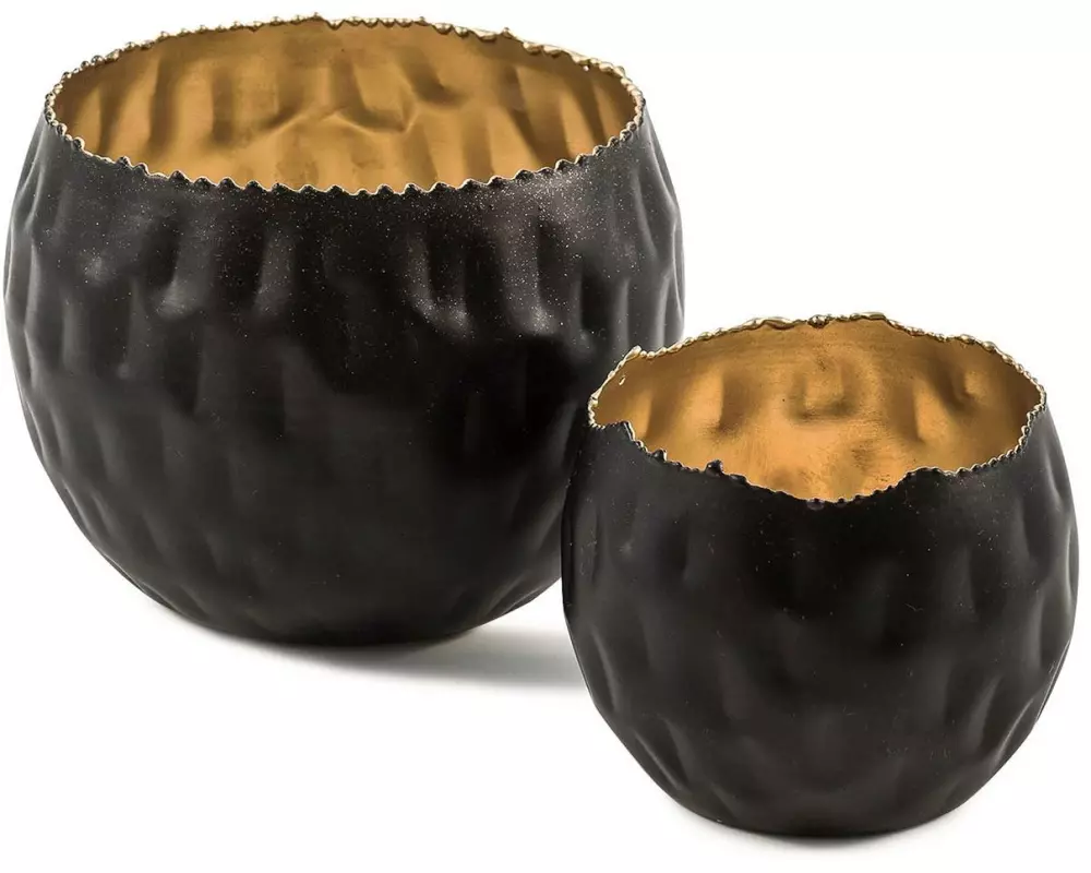 Pajoma Teelichthalter 2 Stück, Gold/Schwarz