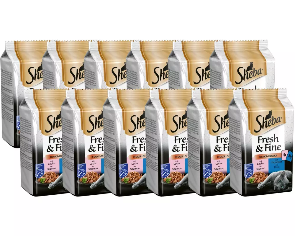Sheba Nassfutter Fresh & Fine in Sauce Fisch Variation, 72 x 50 g