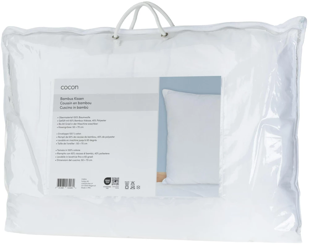 COCON Klassisches Kopfkissen Bambus, 50 x 70 cm