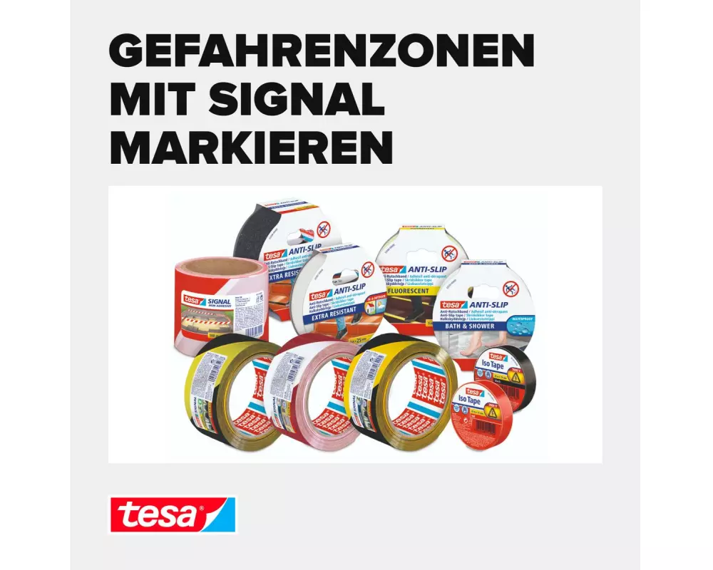 tesa Markierungsklebeband 50 mm x 66 m, Rot/Weiss