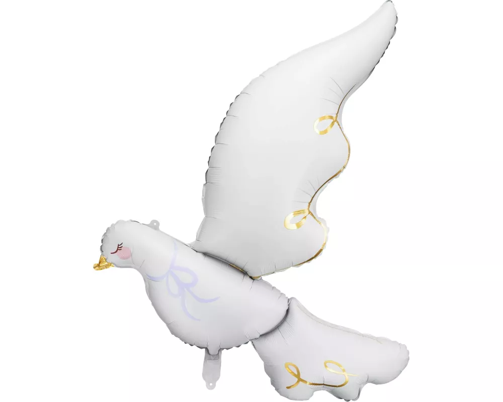 Partydeco Folienballon Taube 80 x 100 cm, Weiss