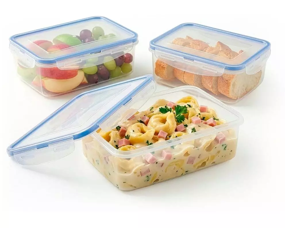 GOURMETmaxx Vorratsdose Click-it 1.0 l, Transparent / Blau, 3 er-Set