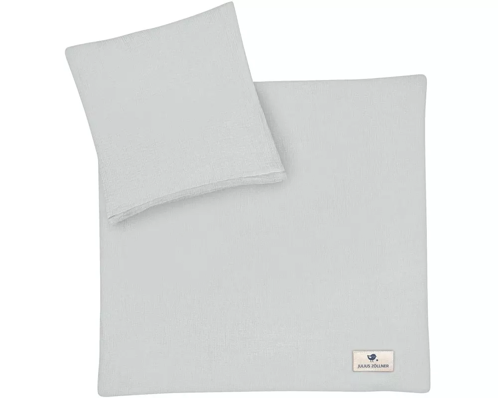 Julius Zöllner Kinderbettwäsche Musselin Grau 100 x 135 cm + 40 x 60 cm