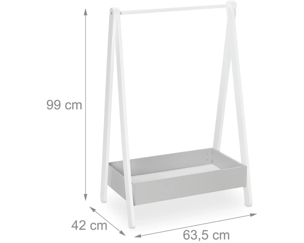 relaxdays Kinder-Garderobe x , Weiss/Grau