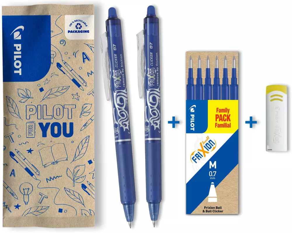 Pilot FriXion Ball Clicker 0.35 mm; Medium (M); 0.7 mm, Blau