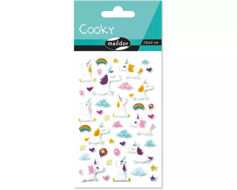 Clairefontaine Motivsticker 3D Cooky Einhörner 1 Bogen
