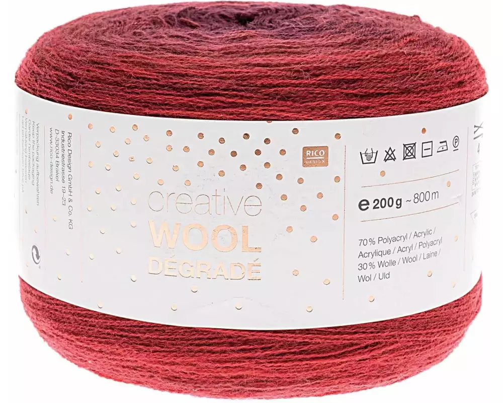 Rico Design Wolle Creative Wool Dégradé 200 g Bordeaux