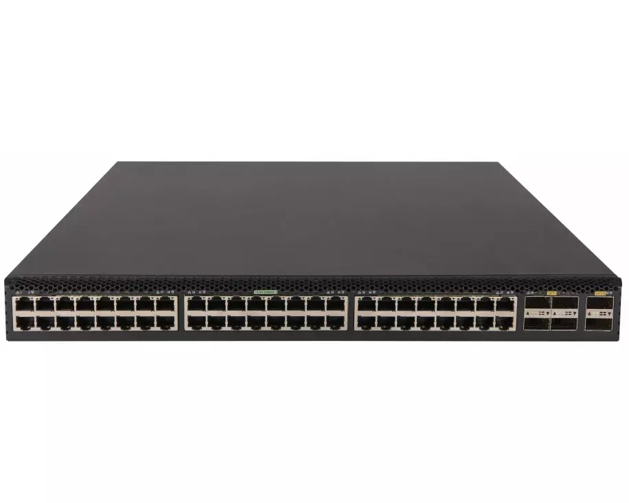 HPE HPN FlexFabric 5710 Switch, 48 XGT, 6 QSFP+ or 2 QSFP28 Ports, ToR, IRF, Static Routing, RIP, PFC, QCN, ETS, DCBx, FCoE