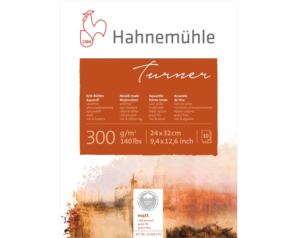 HAHNEMÜHLE Aquarellblock Turner 24x32cm 10628135 weiss matt, 300g 10 Blatt