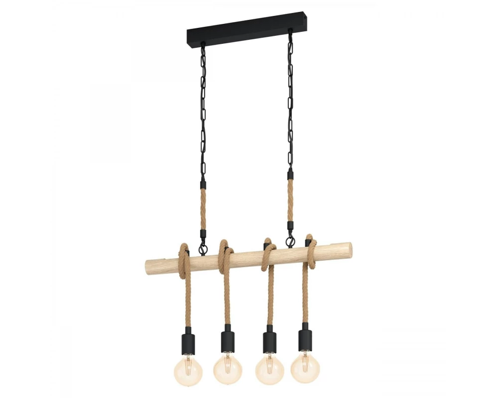 EGLO Leuchten Pendelleuchte YOUNGSTOWN 4x E27, Schwarz/Braun