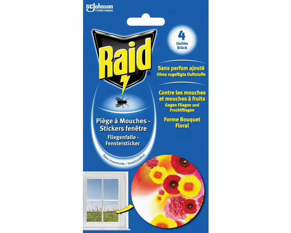 Raid Fliegenfalle Fenstersticker, 4 Stück
