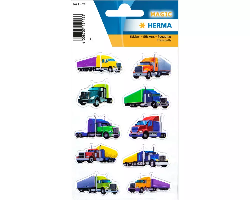 Herma Stickers Motivsticker Coole Trucks Transpuffy 1 Blatt / 10 Sticker