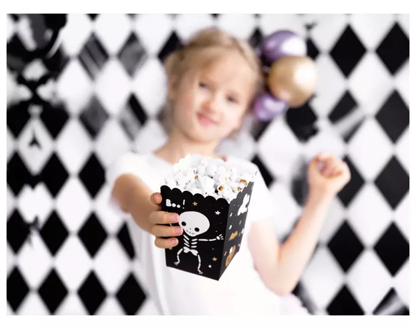Partydeco Popcorn Box Boo! Karton Schwarz Weiss Gold 7 x 7 x 12.5 cm