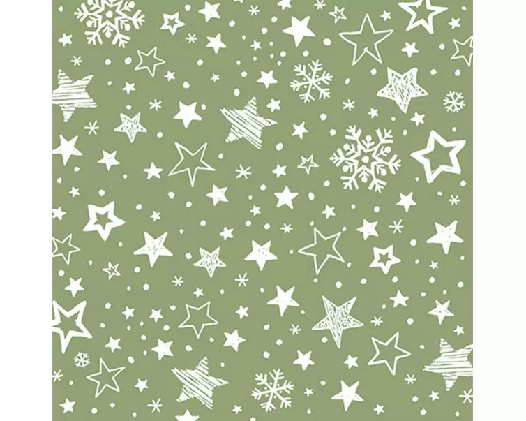 Braun + Company Weihnachtsservietten Lovely Stars Olive, 20 Stück