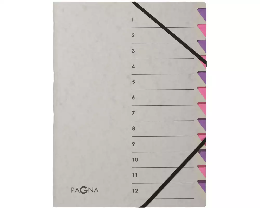 Pagna Ordnungsmappe A4 Easy Grey Grau; Lila, 12 Fächer