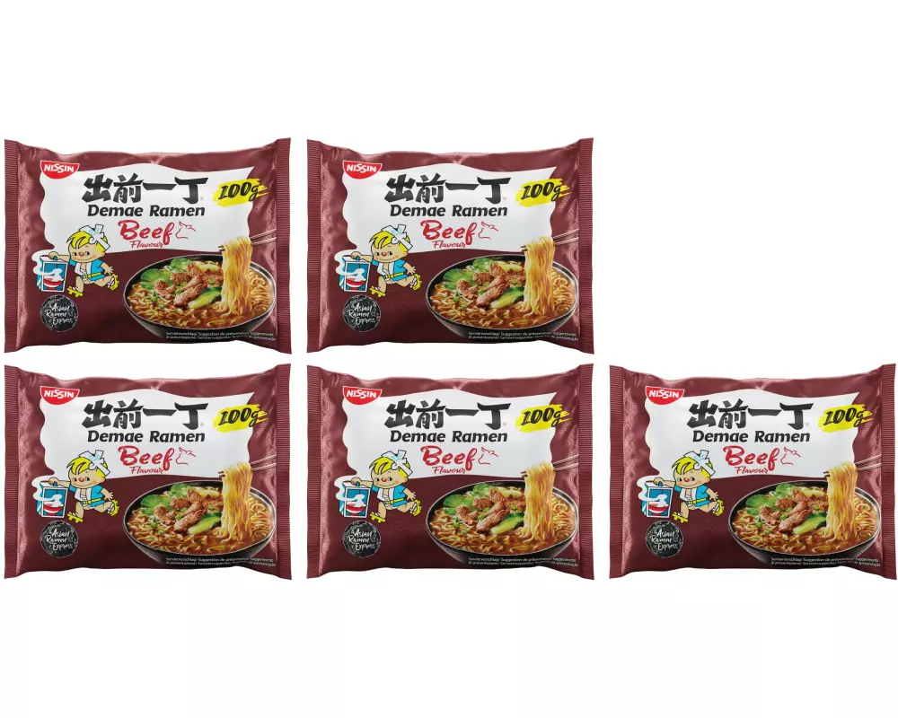 Nissin Food Fertiggericht Nudelsuppe Beef 5 x 100 g