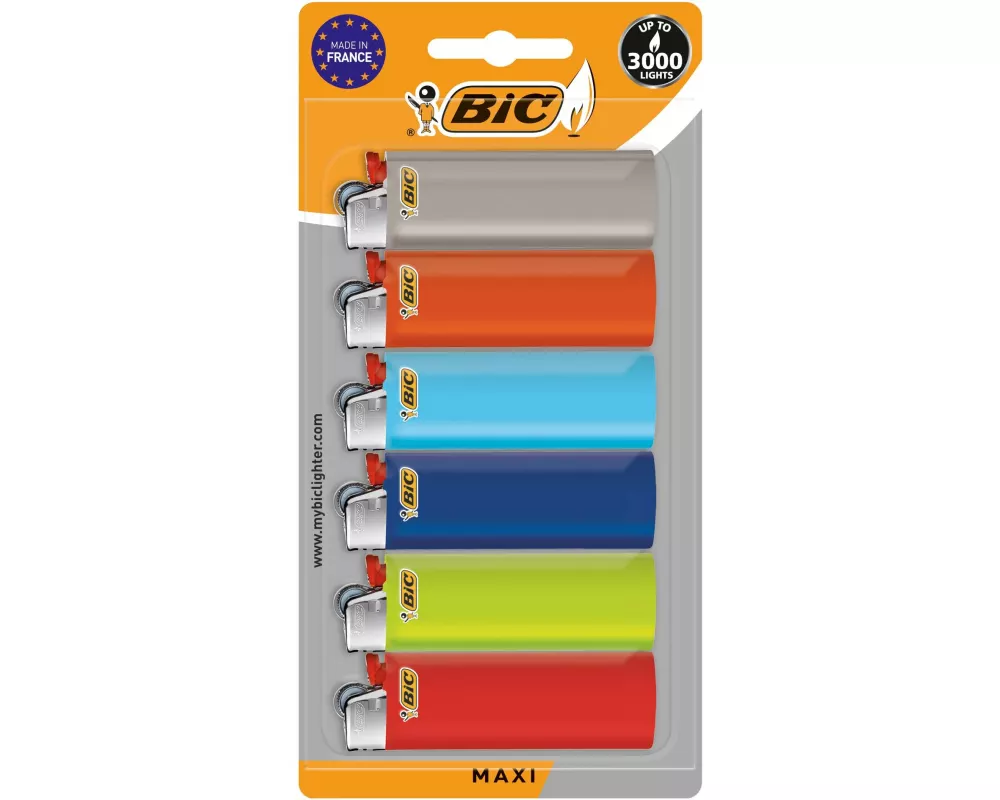 BIC Reibradfeuerzeug J26 Maxi, 6er Pack