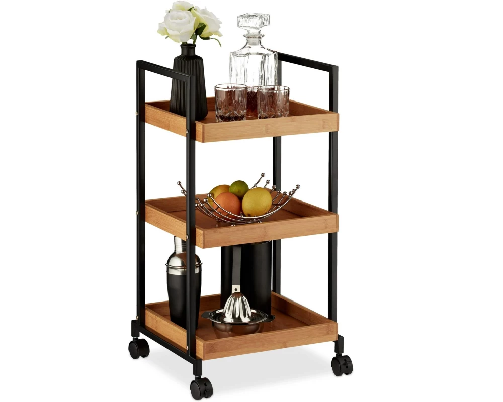 relaxdays Servierwagen mit 3 Etagen 69.5 x 37 x 34 cm