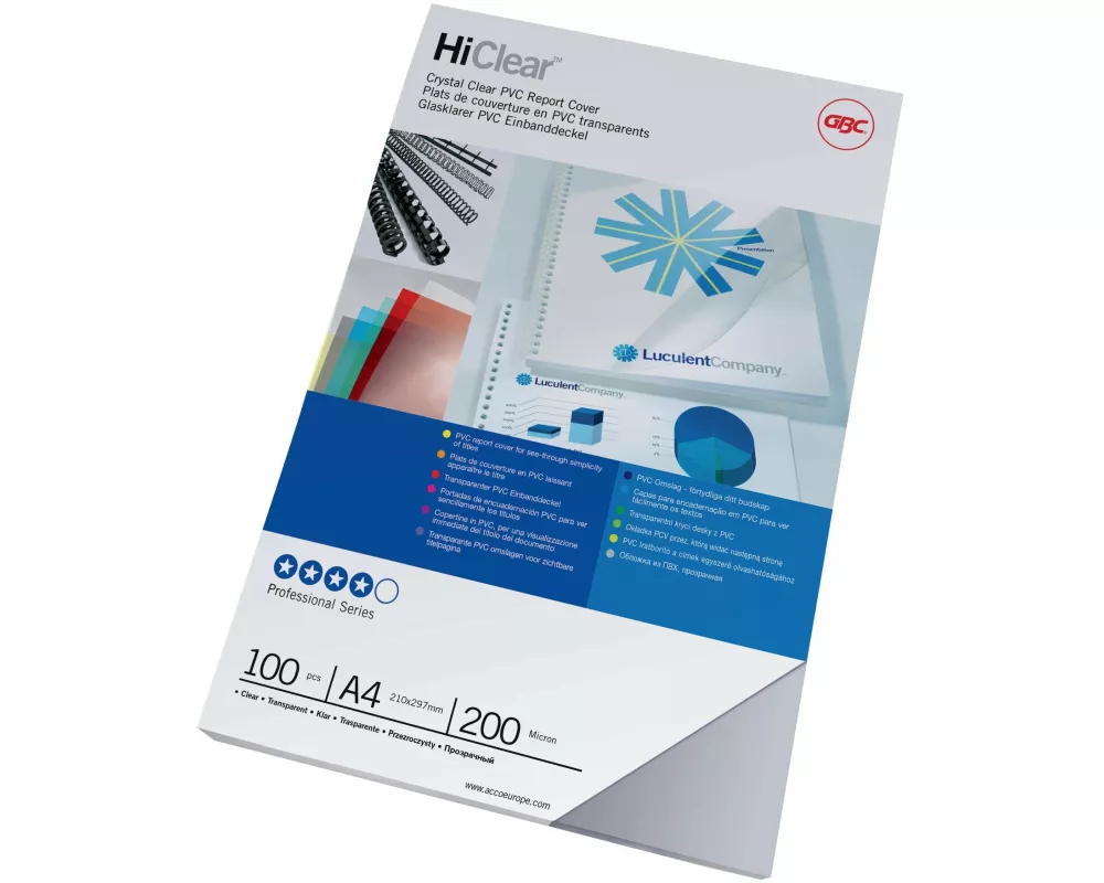 GBC Einbanddeckel HIClear A4, 200 µm, 100 Stk., Transparent