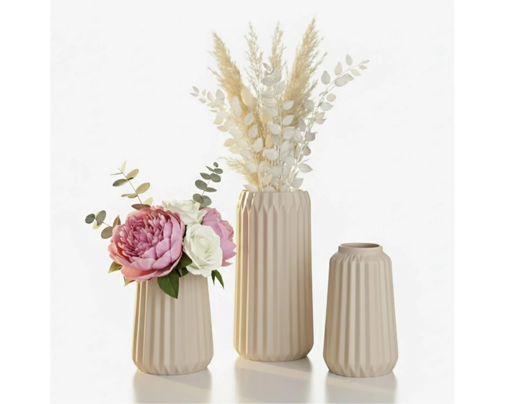 relaxdays Vasen-Set 3-teilig, Creme