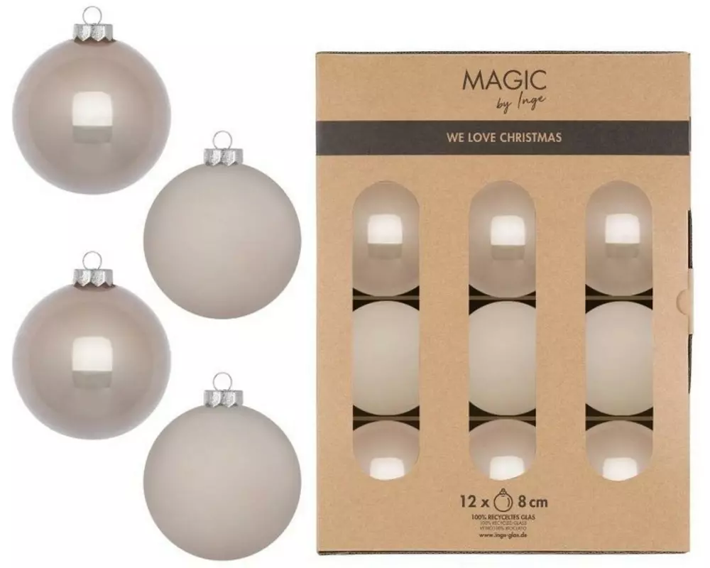 INGES CHRISTMAS DECOR Weihnachtskugel Fine Alabaster 12 Stück, Beige