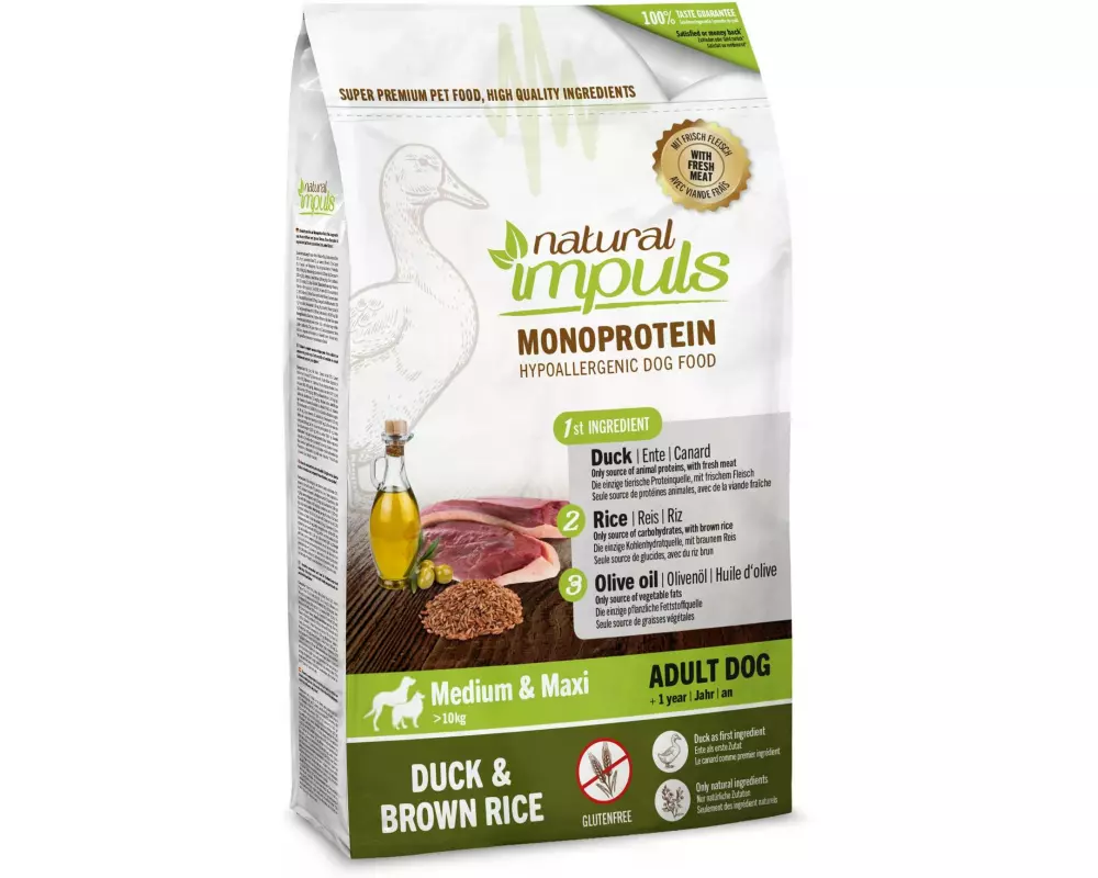 Natural Impuls Trockenfutter Adult Ente mit braunem Reis, 10 kg
