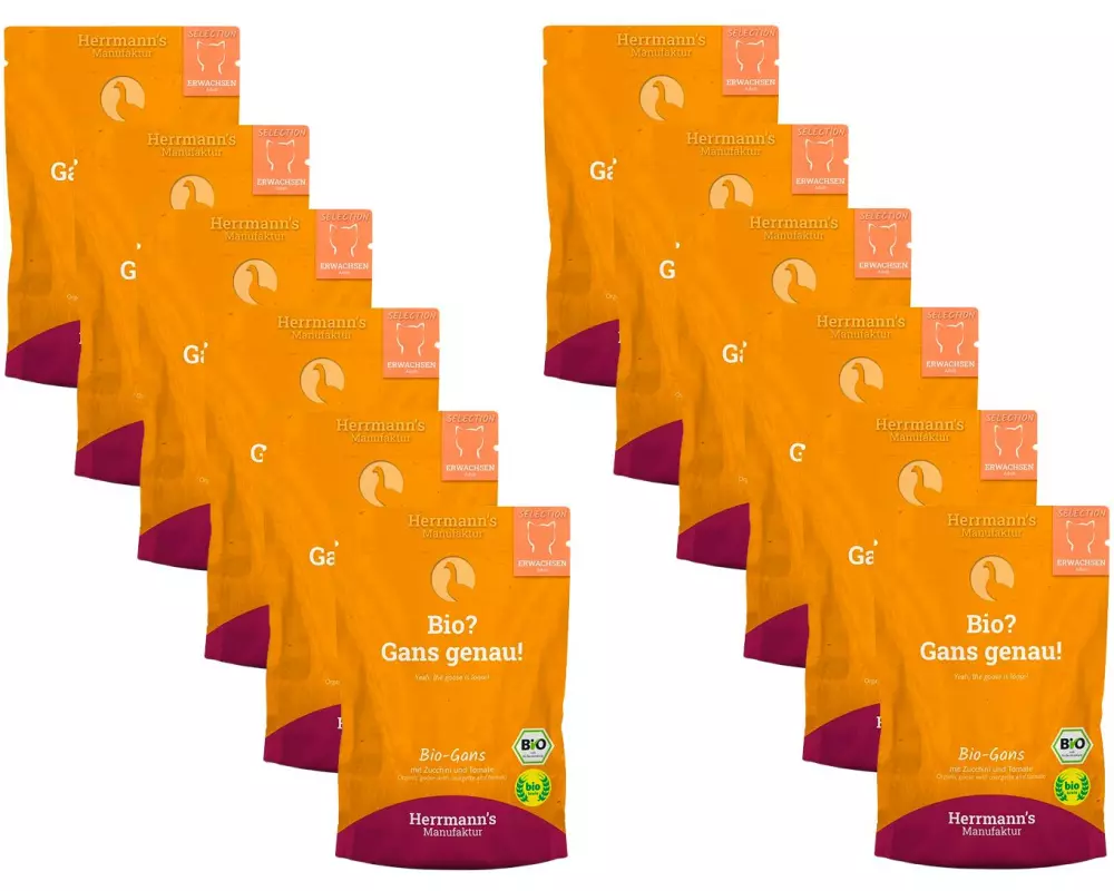 Herrmann's Bio-Nassfutter Bio Gans mit Zucchini und Tomaten 12 x 100 g
