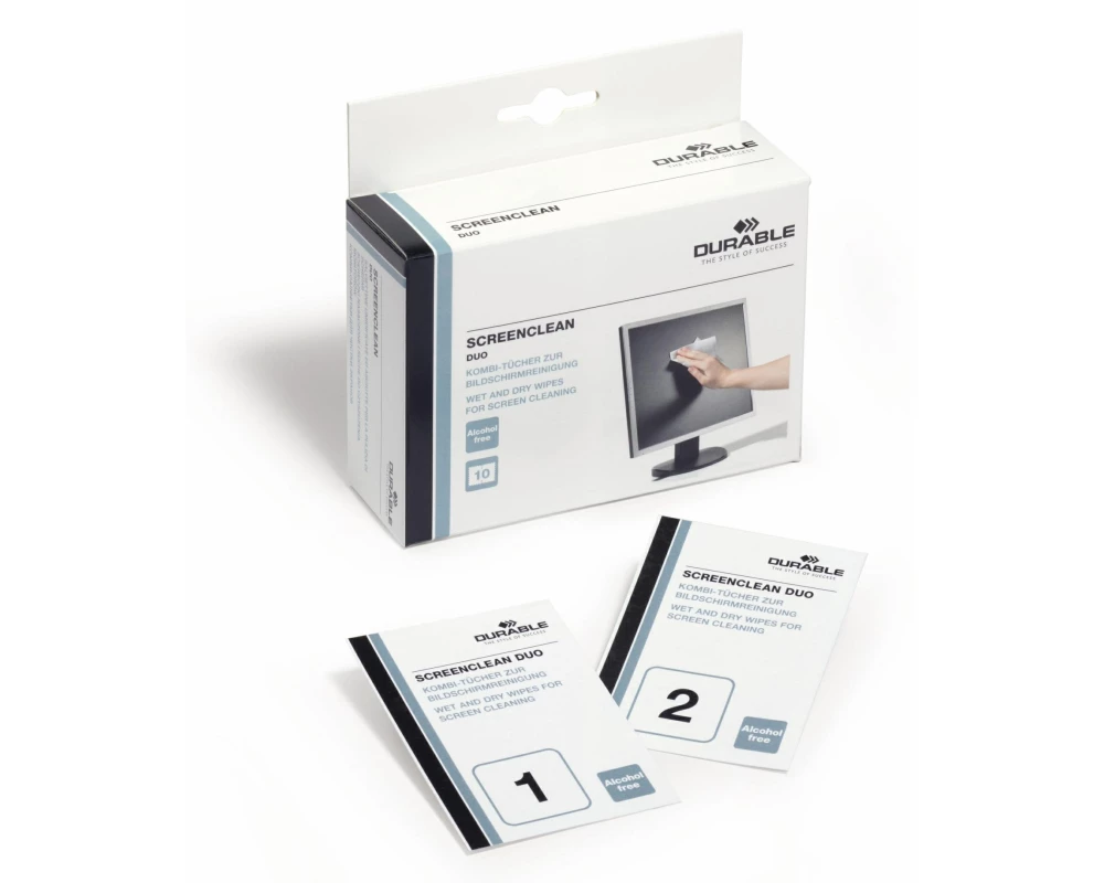 DURABLE Reinigungstücher Screenclean duo 10 Stück