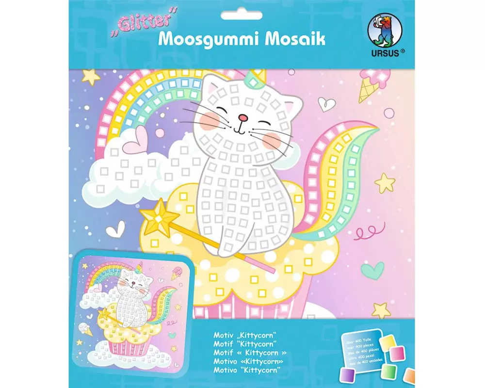 URSUS Moosgummi-Set Glitter Kittycorn, Mehrfarbig